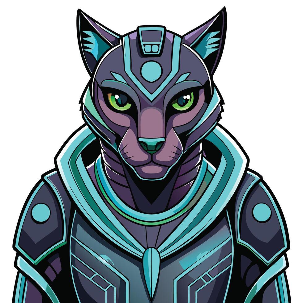 a cartoon cat in a futuristic outfit vector