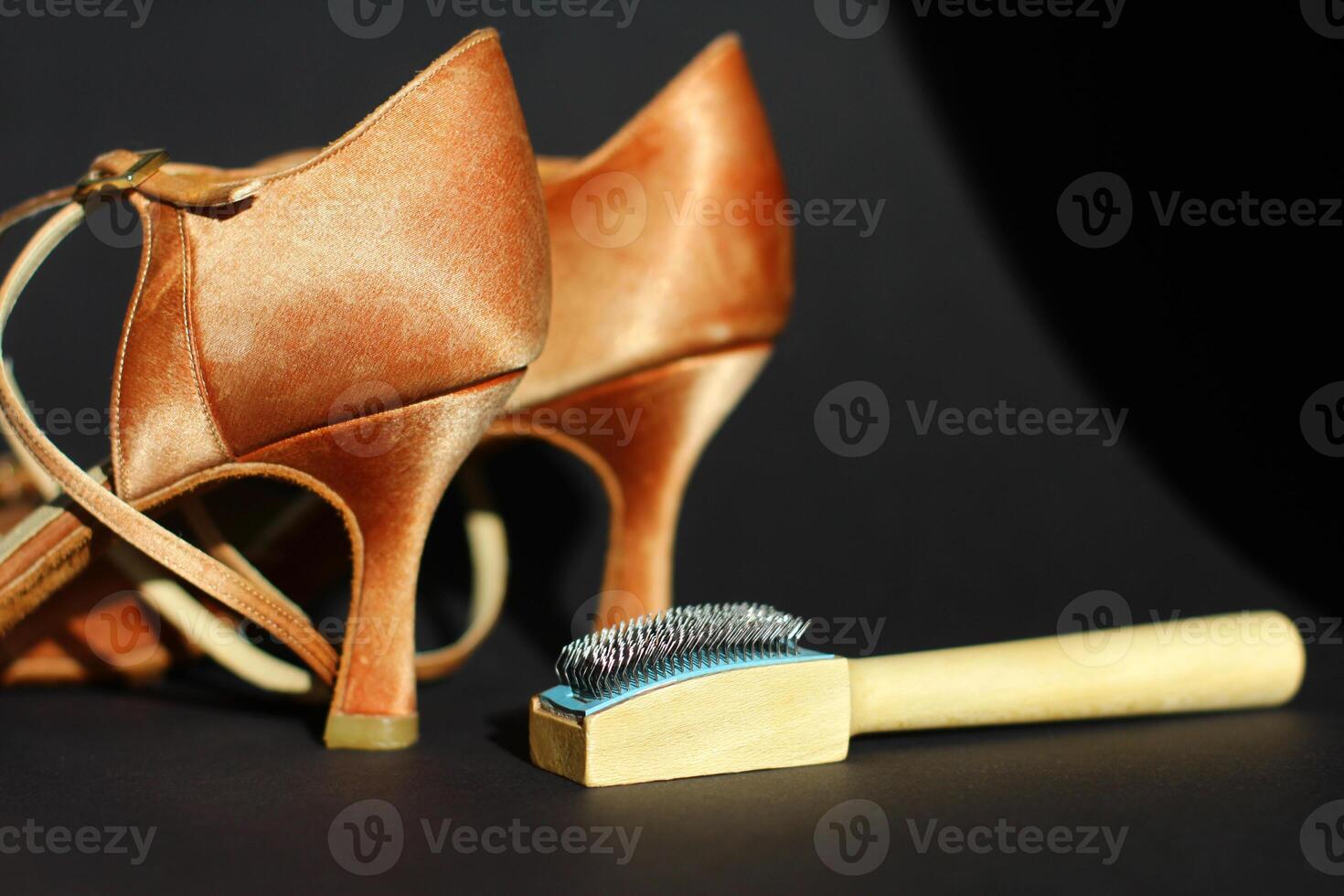 dance shoe care brush. Latin American dance shoes, cha-cha-cha, rumba, jive, samba, bachata photo