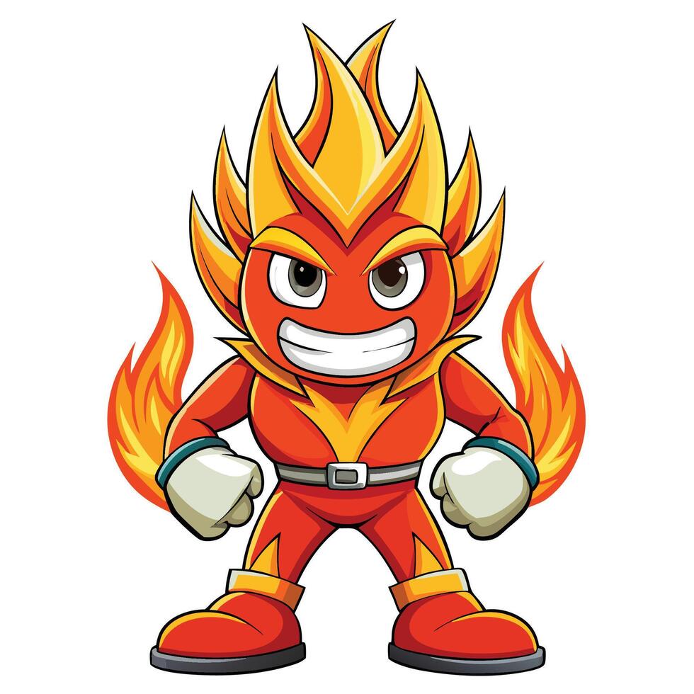 Fiery Cartoon Character white background vector