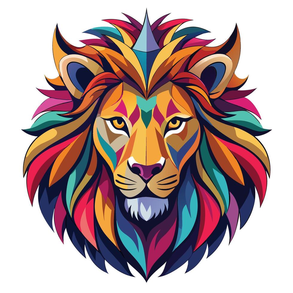 Vibrant colorful lion head design vector