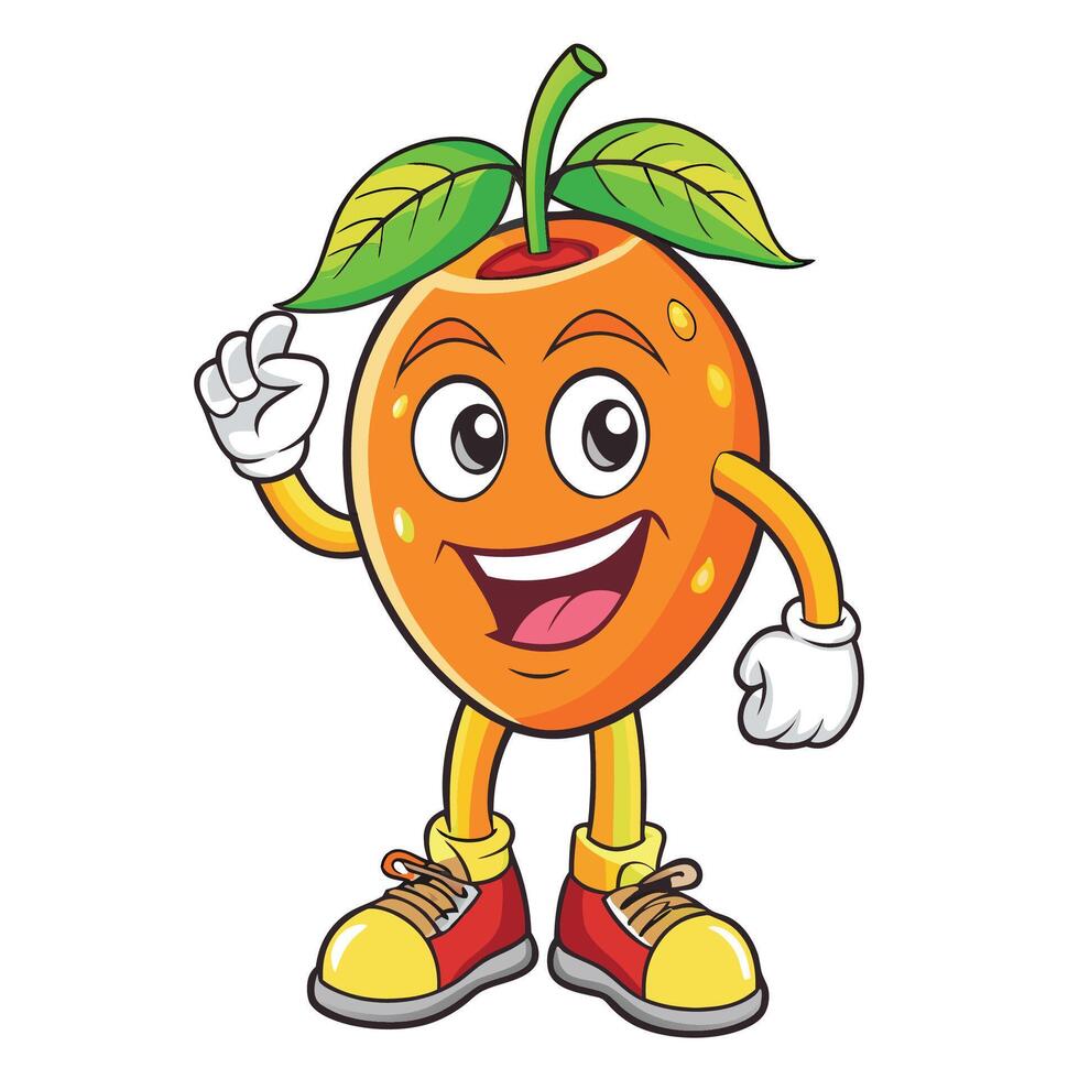 Happy orange fruit character with friendly expression vector