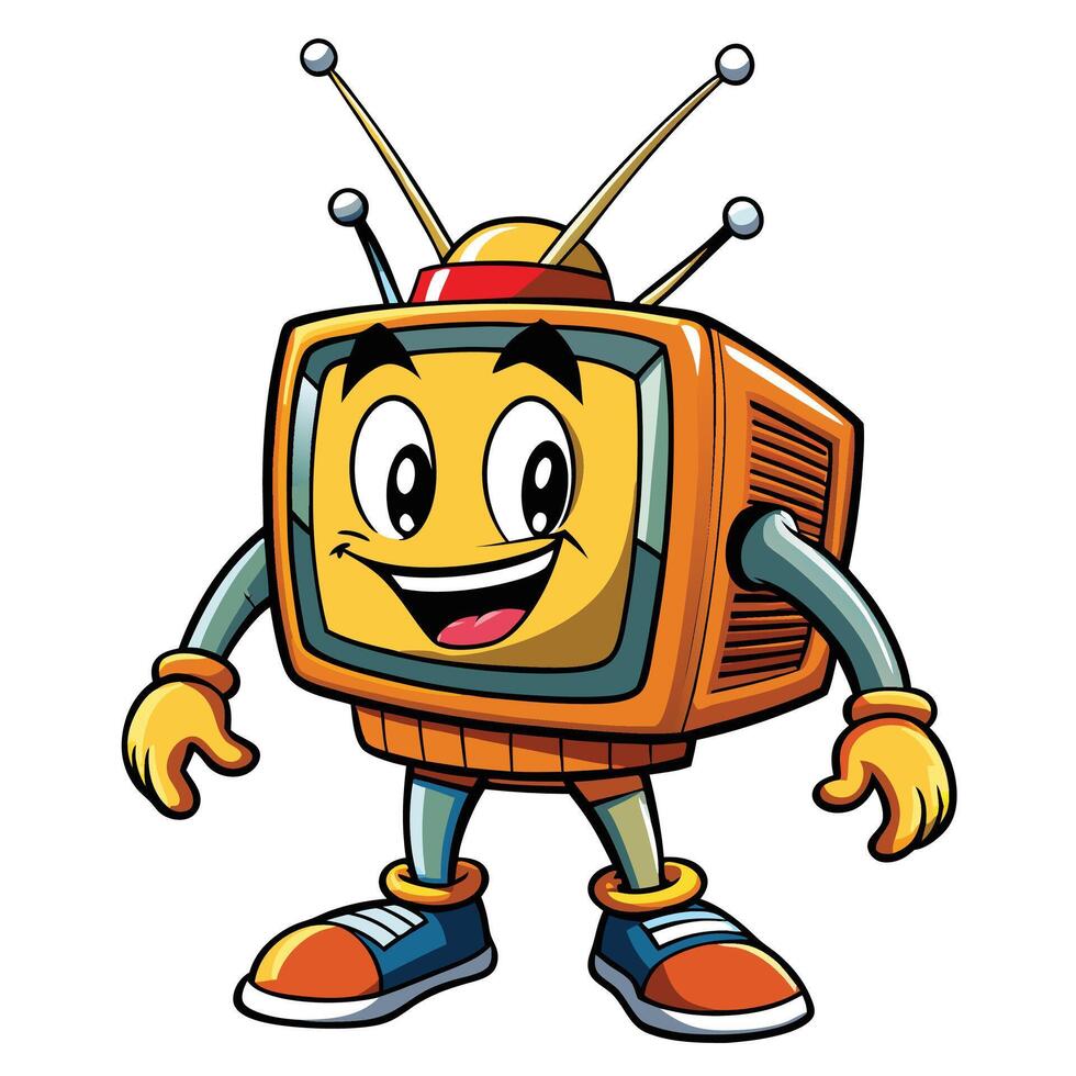 cartoon tv character illustration with simple gradients vector