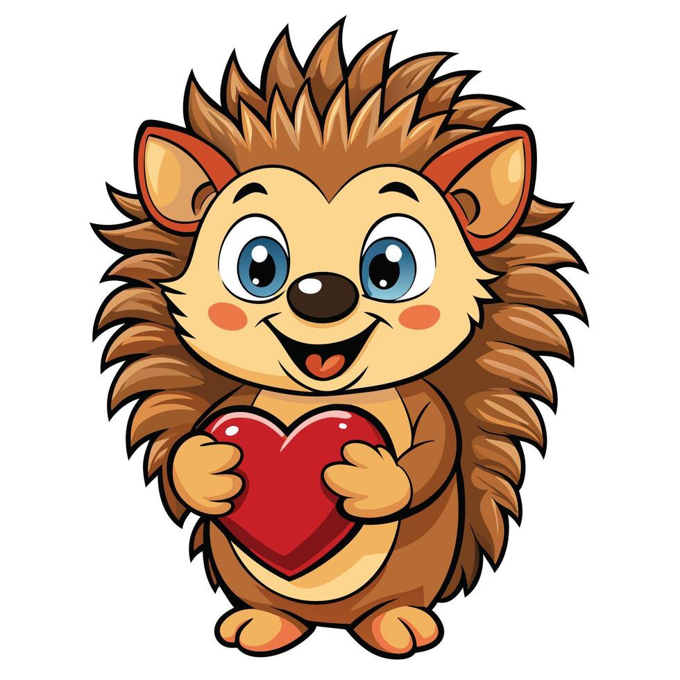 cute hedge holding a heart white background vector