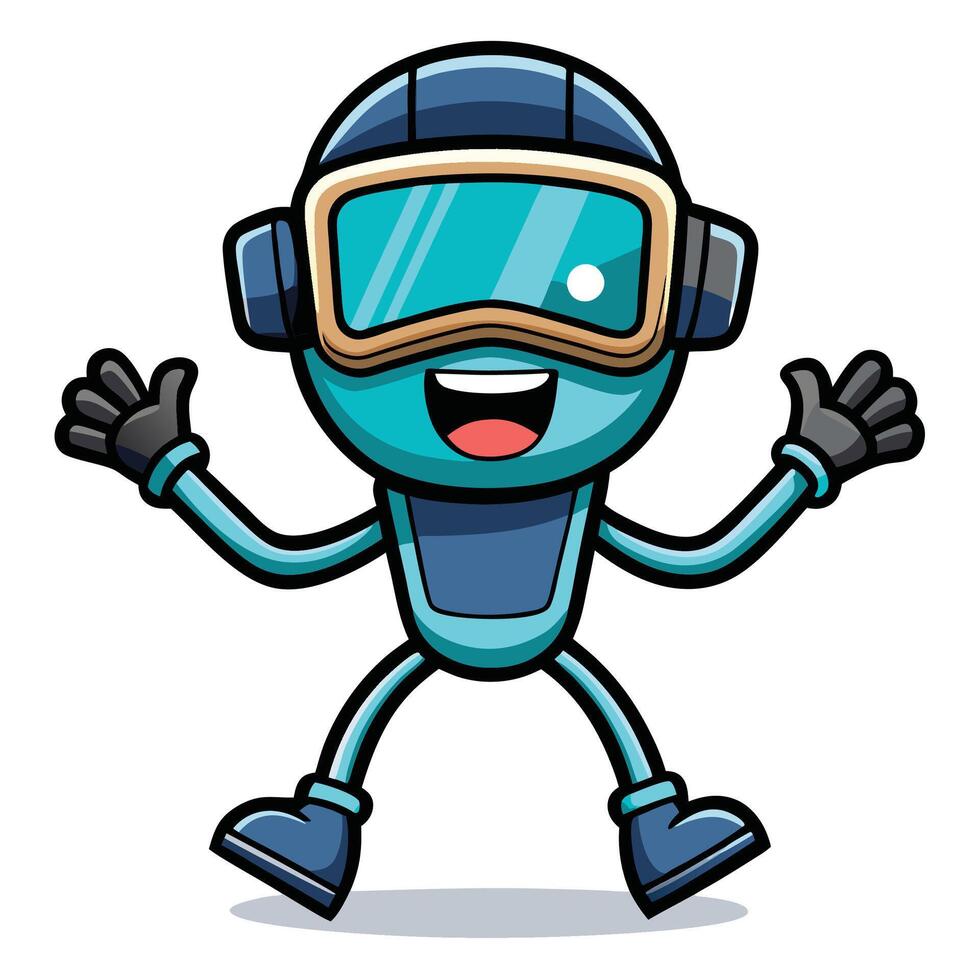 Cheerful robot with goggles vector