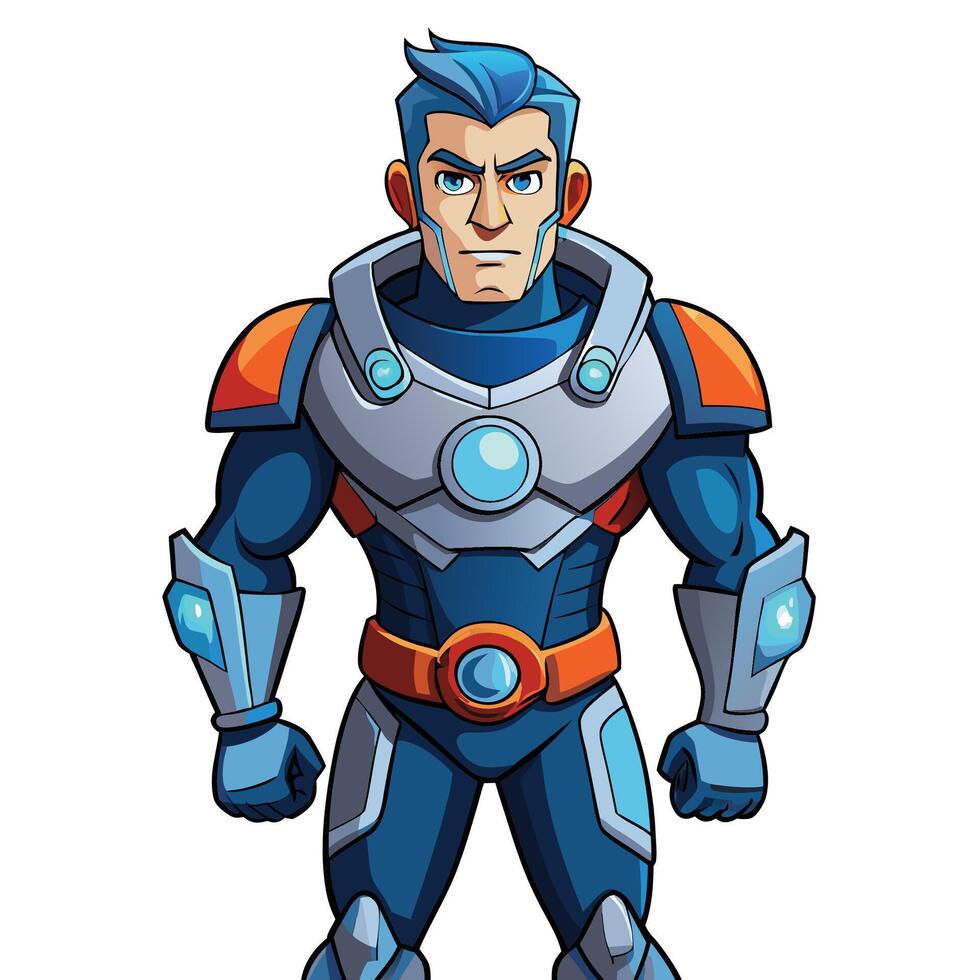 Powerful futuristic character in high-tech armor vector