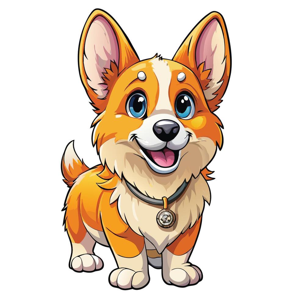 Cute cartoon dog, likely a Pembroke Welsh Corgi vector