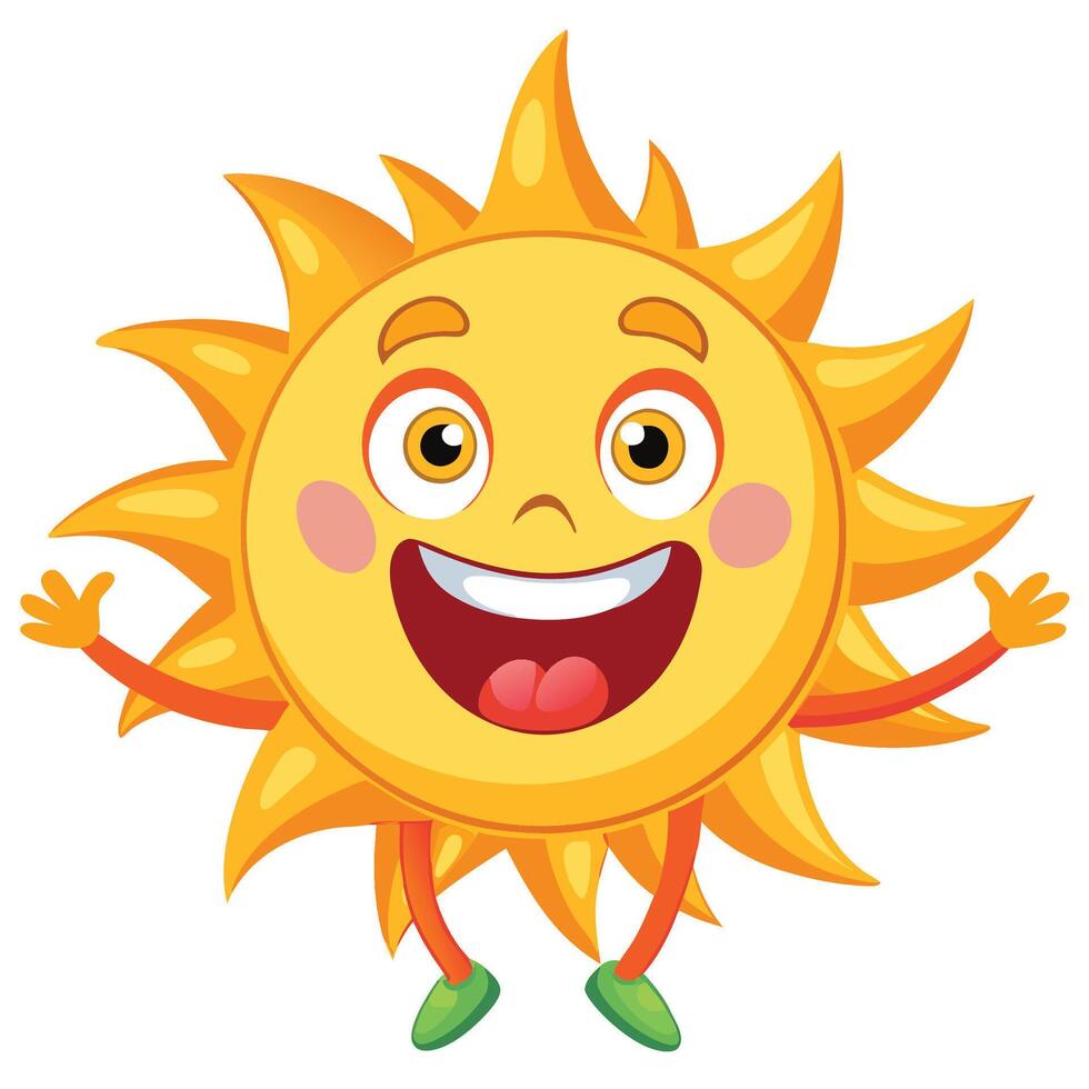 Happy cartoon sun character vector
