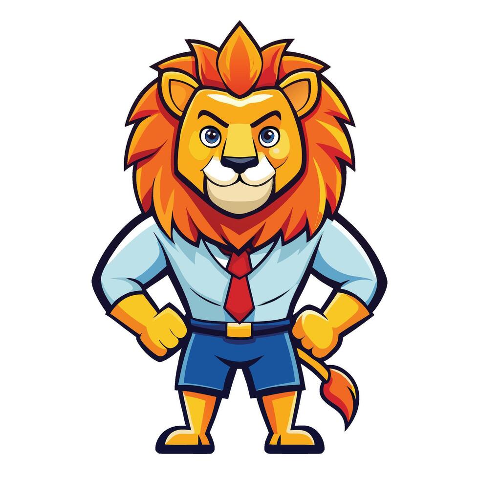 Cartoon lion in business attire white background vector