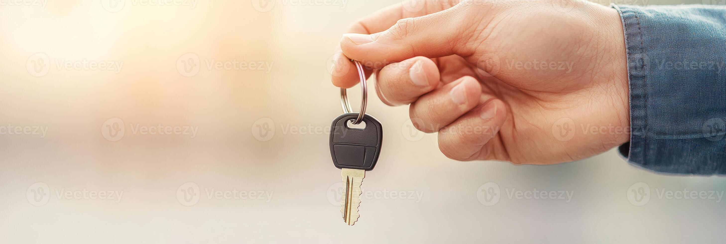A manager hands over car keys while showcasing a warm atmosphere and sharp details of the moment photo