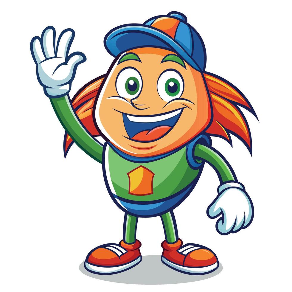 Friendly cartoon character waving vector