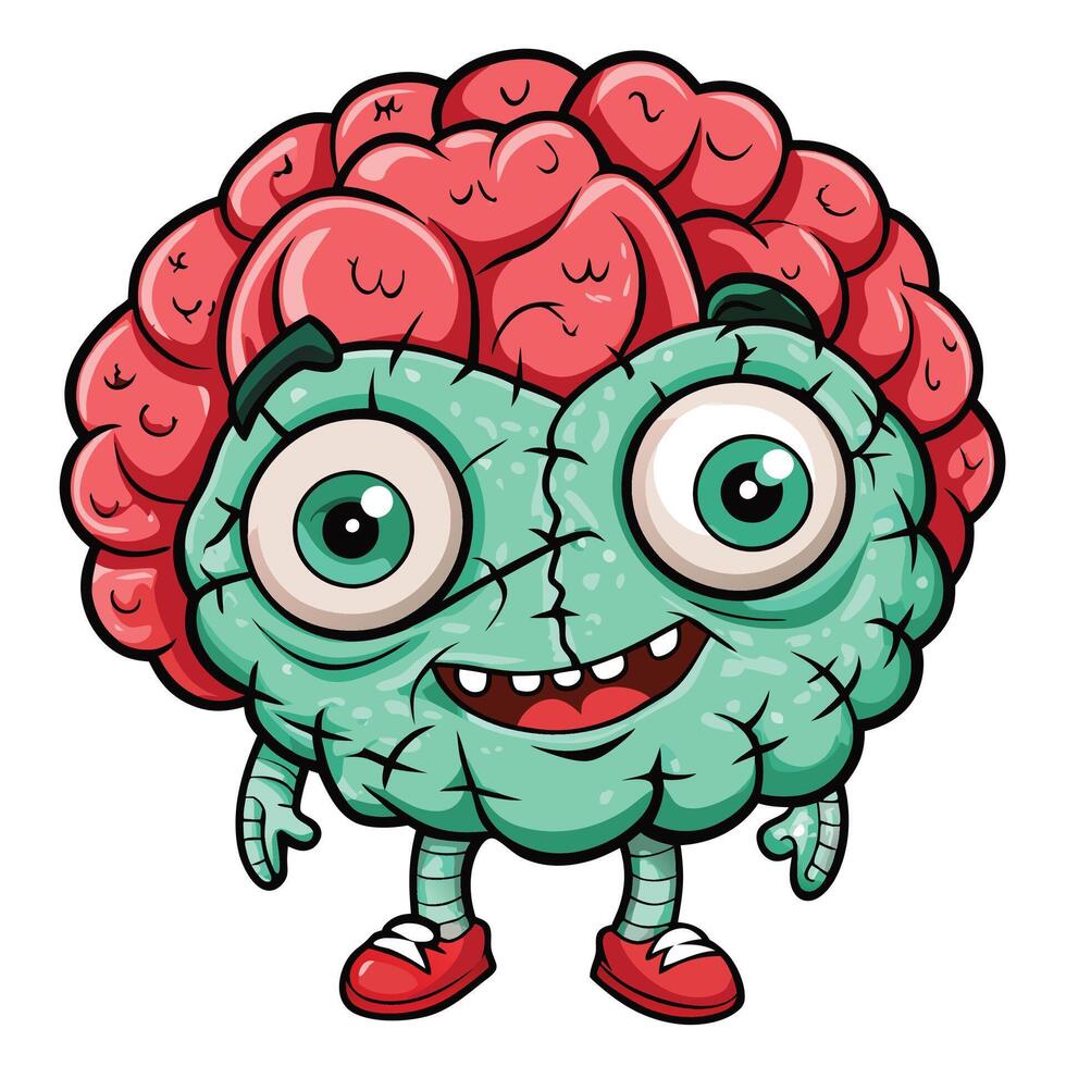 Cartoon zombie brain character vector