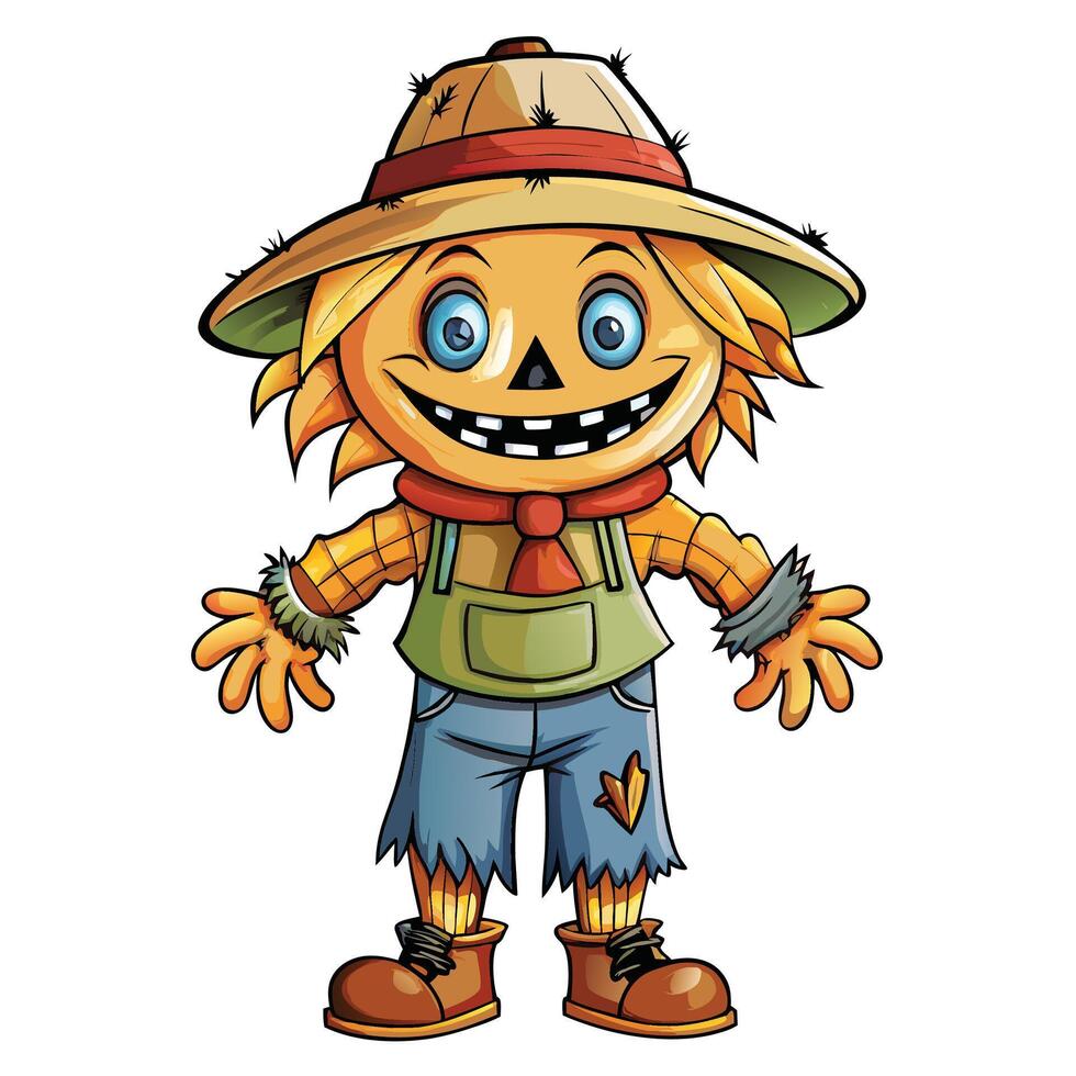Cute cartoon scarecrow vector