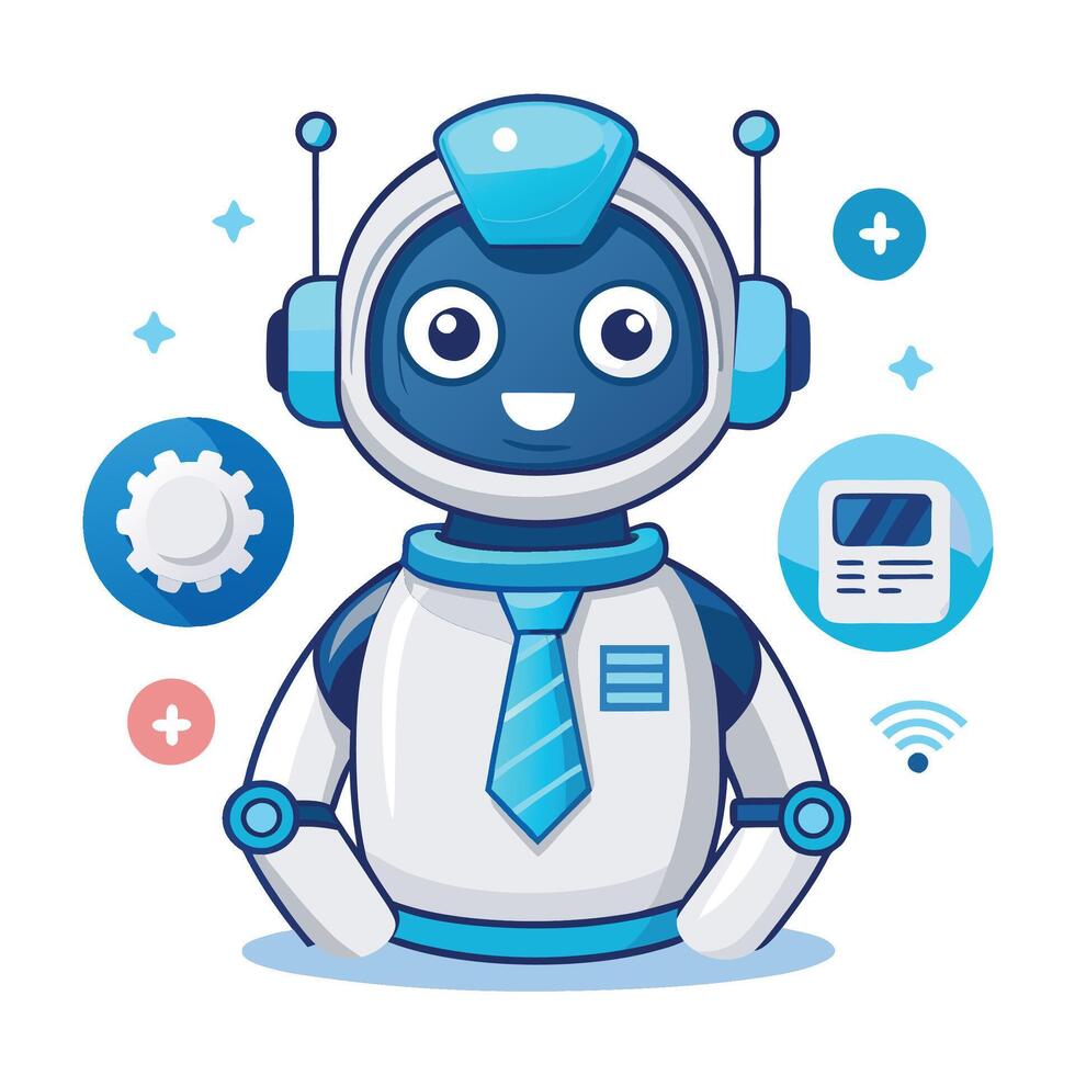 Friendly robot assistant vector
