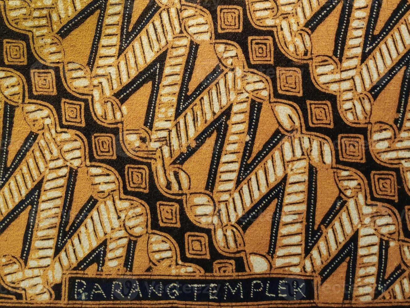 A close up of Javanese batik with a Parang Templek pattern. Indonesian batik. photo