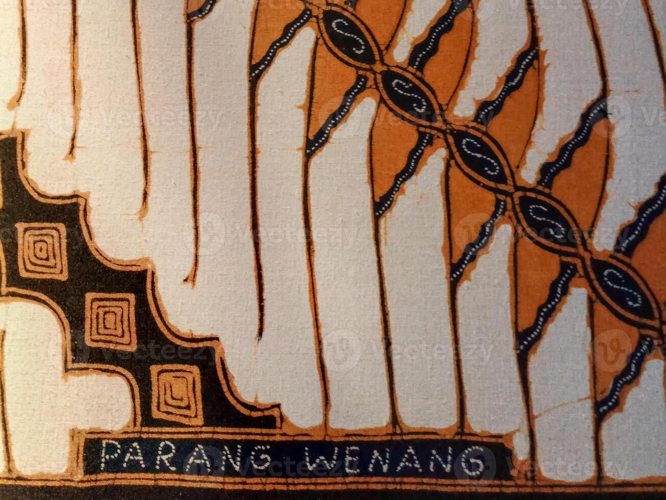 A close up of Javanese batik with a Parang Wenang pattern. Indonesian batik. photo