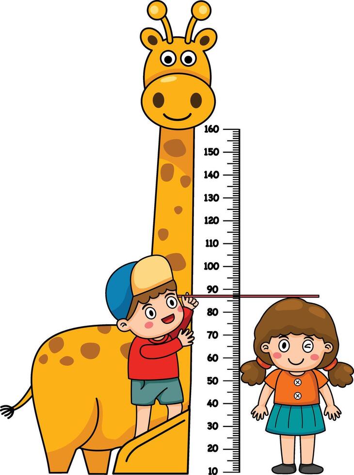 Meter wall with boy and girl illustration vector