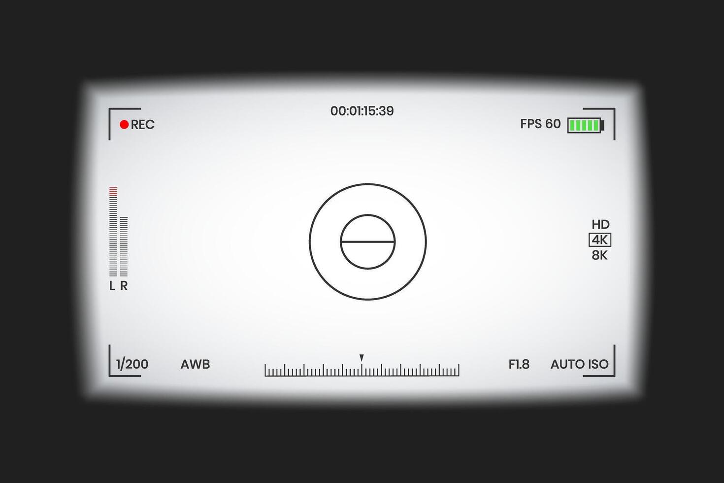 Camera viewfinder hud or photo frame recorder flat style design illustration. vector