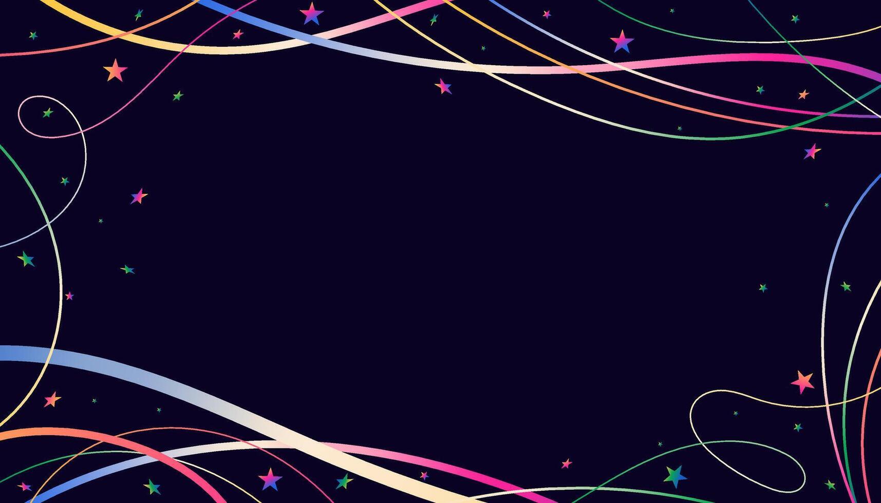 Hand Drawn Wavy Lines and Scribble Futuristic Sketches with Vibrant Colors on a Black Background. Playful geometric fluid organic shapes isolated. Trendy colorful freehand line doodles. vector