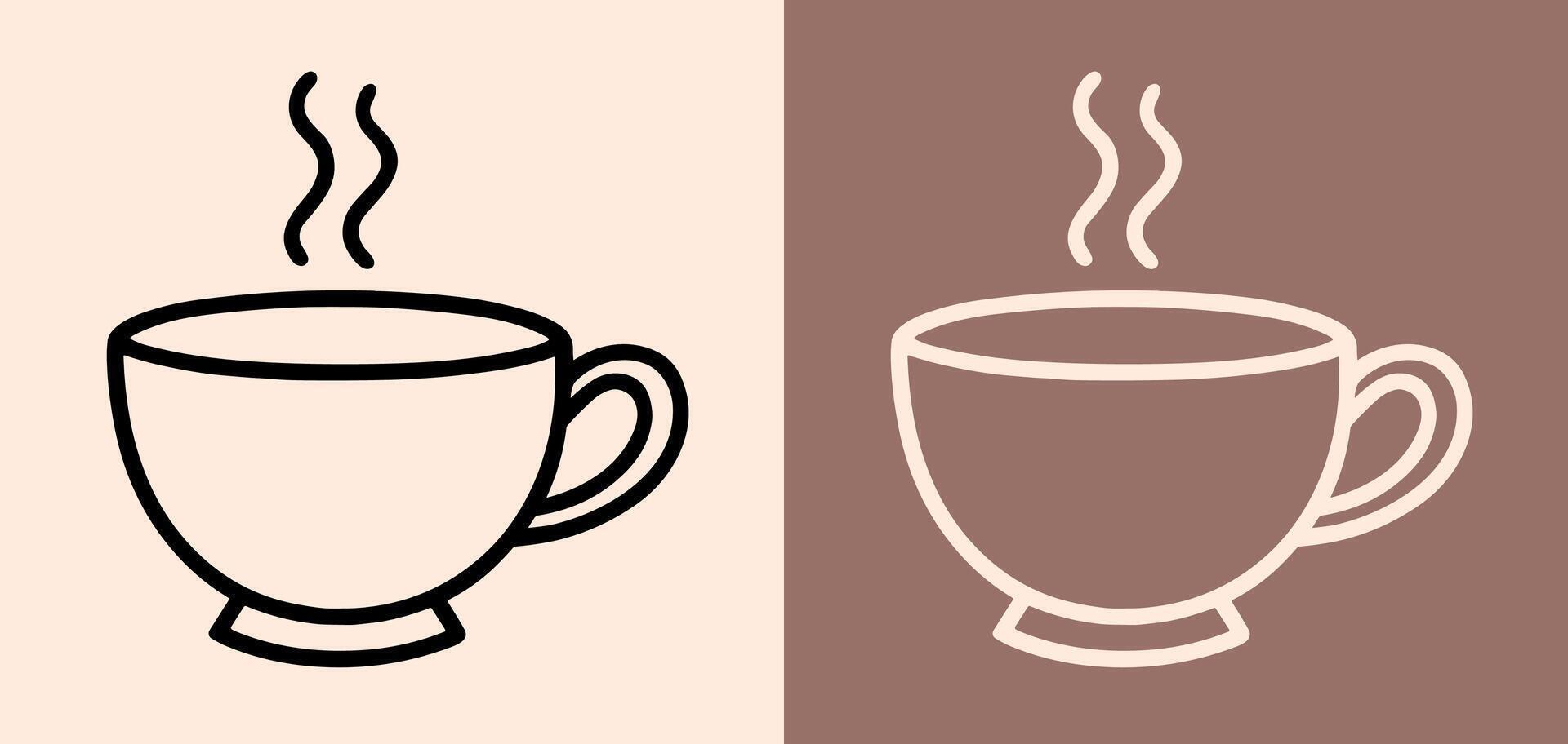 Coffee tea cup black brown beige aesthetic latte lovers corporate student lifestyle drawing minimalist simple outline illustration sticker print vector