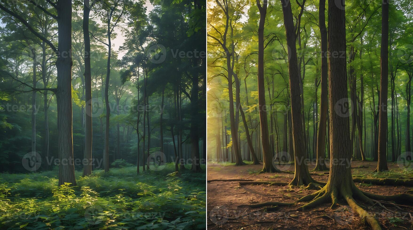 Diverse forest landscape showcasing climate change effects on natural environments photo