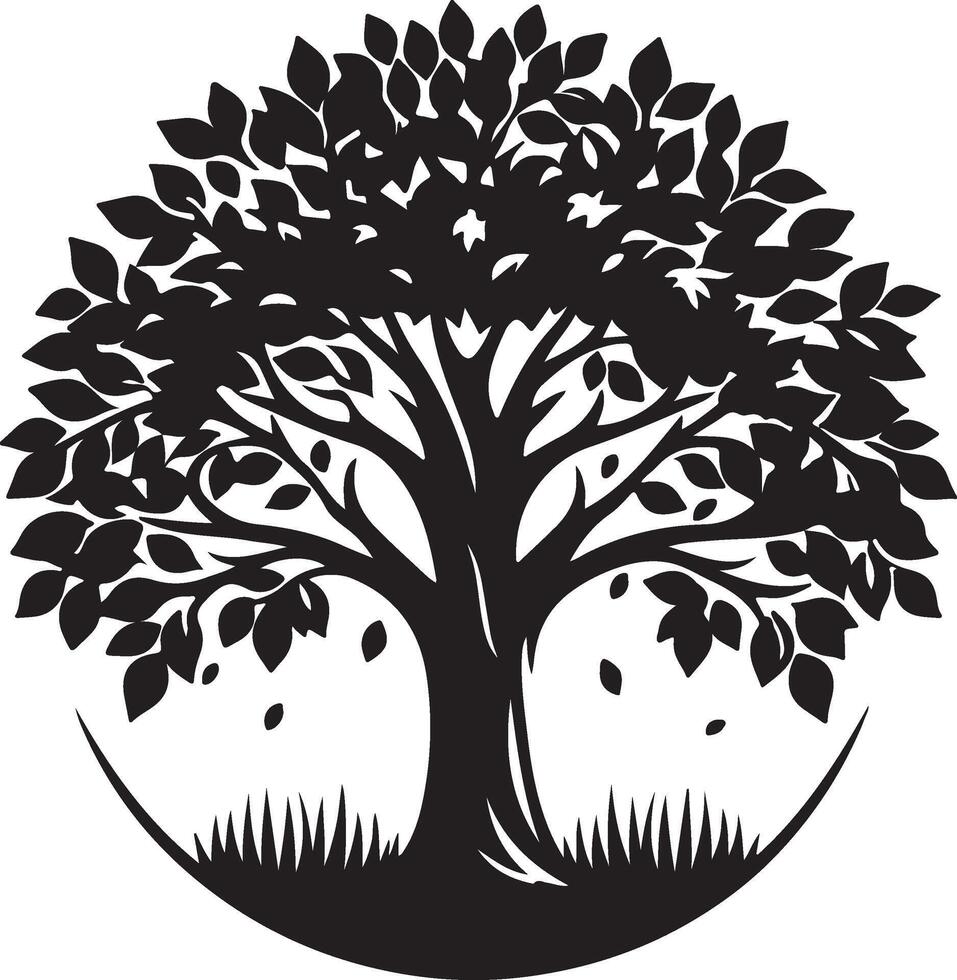 The black and white creative silhouette of a tree with leaves for your design vector