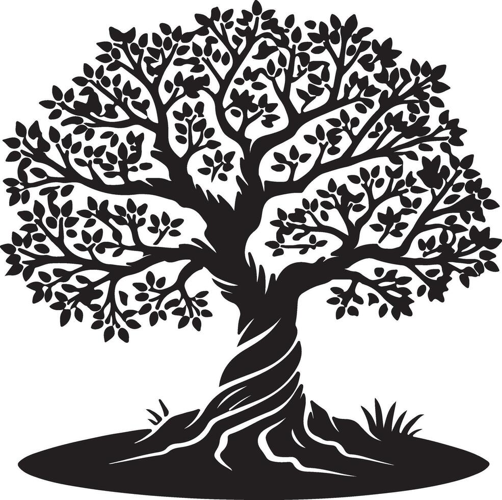 an illustration of a tree with leaves vector