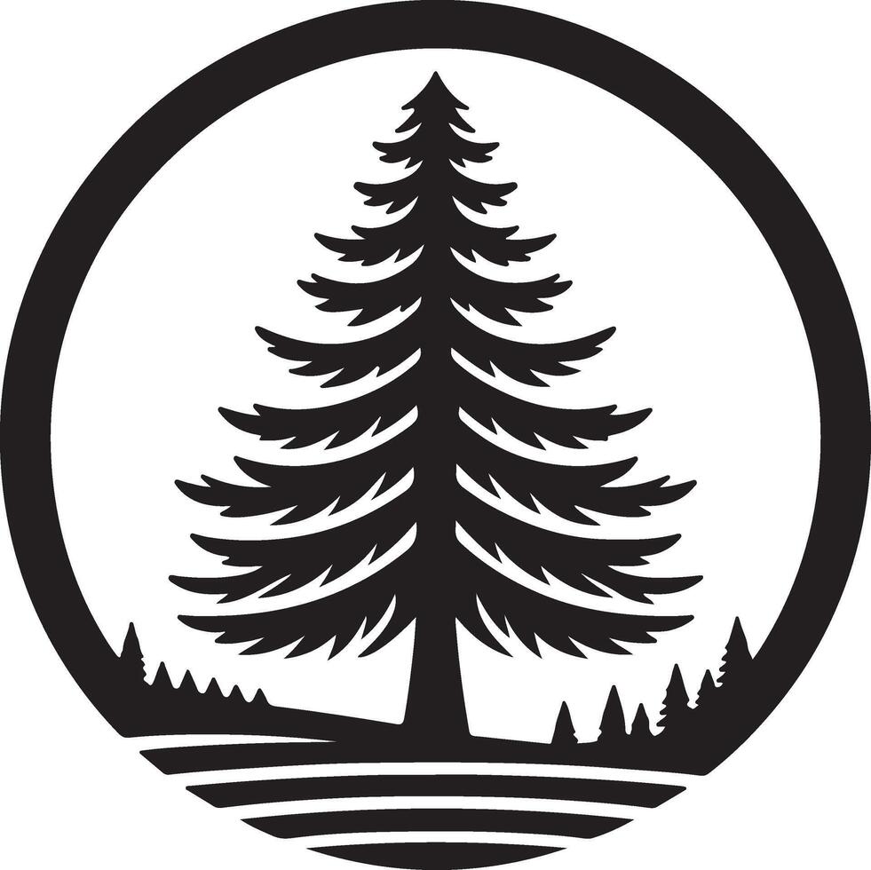 a black and white logo of a pine tree vector