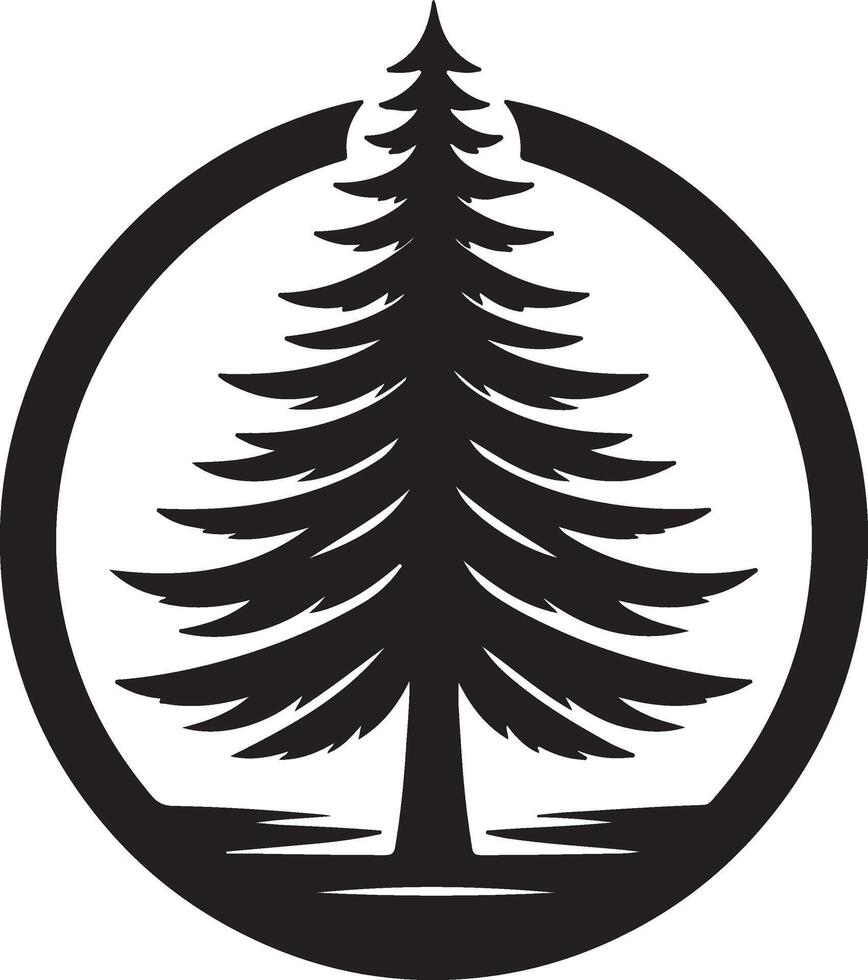 black and white logo of a pine tree vector
