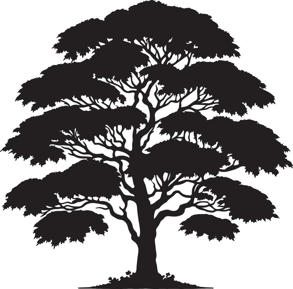black and white silhouette of a tree for your design vector