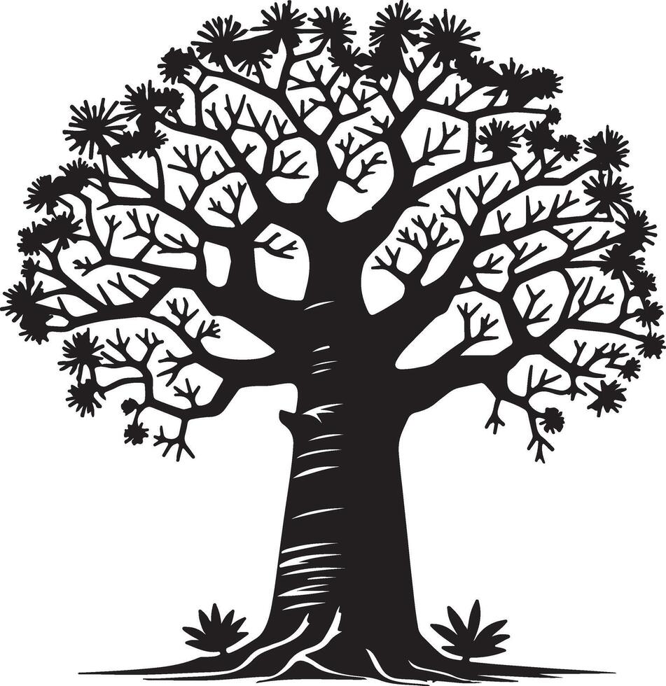 The black and white illustration of a tree with leaves illustration vector