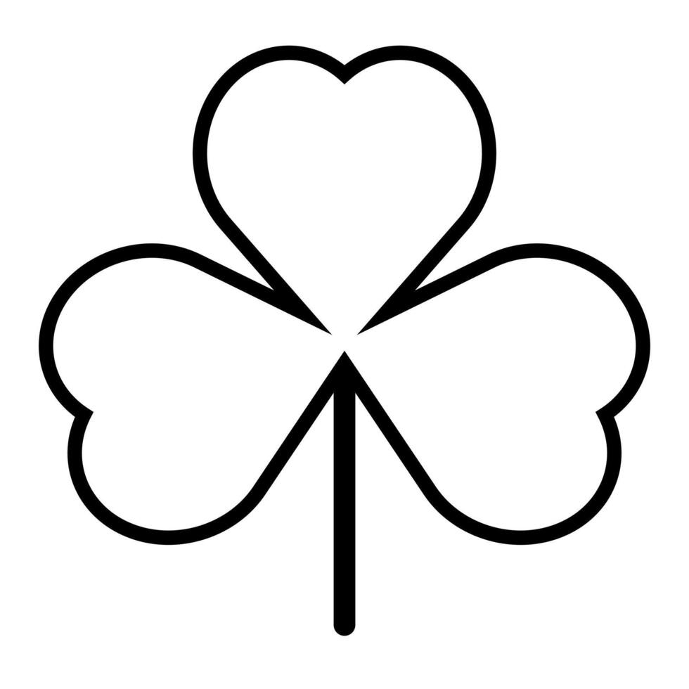 Shamrock silhouette symbol icon shape, illustration of black and white three leaf cloverleaf, isolated on white background vector