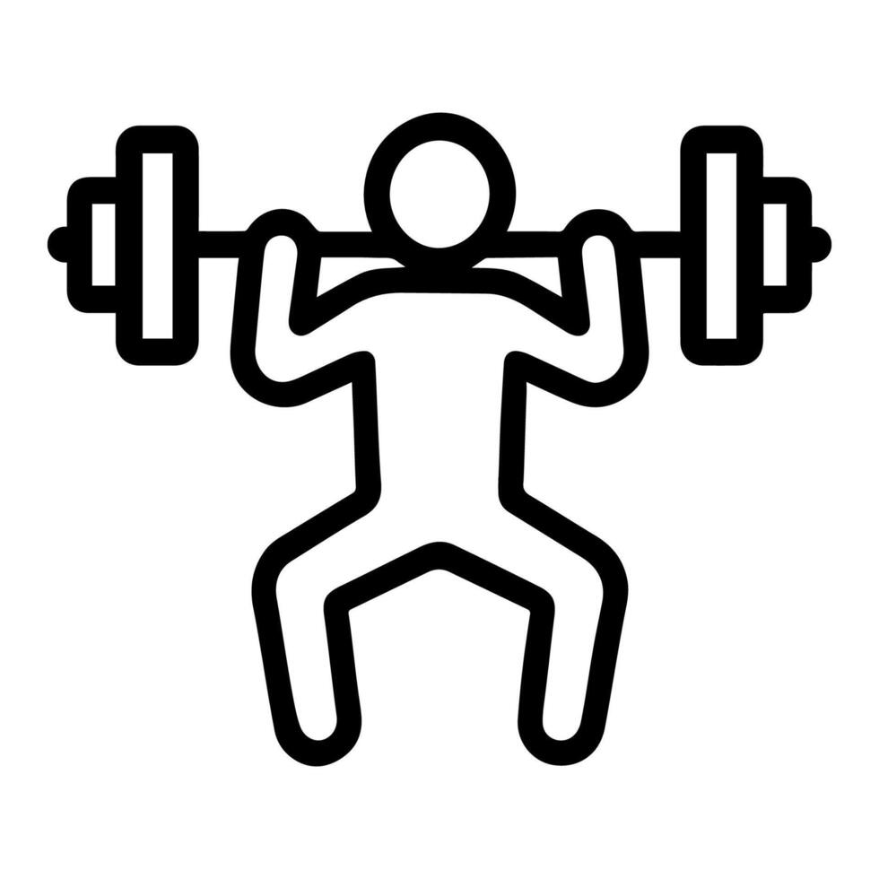 Weightlifting Exercise Fitness Icon, athlete performing weighted barbell squat exercise vector