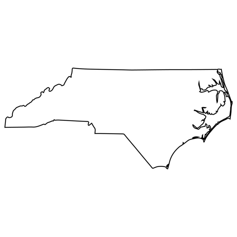 Outline Map of North Carolina State border usa for Designs vector