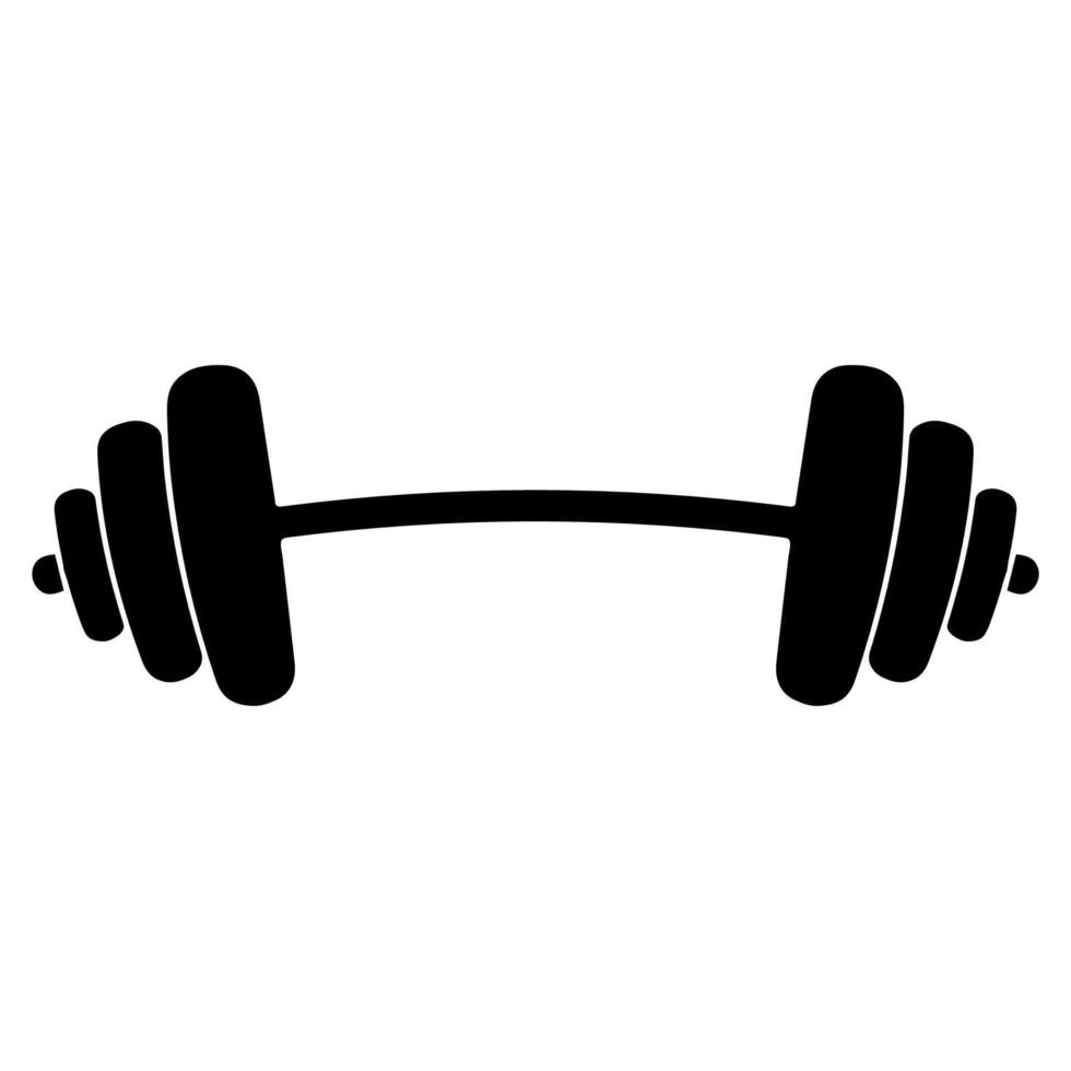 Cartoon barbell, dumbbell icon symbolizing strength, workout, fitness, and bodybuilding vector