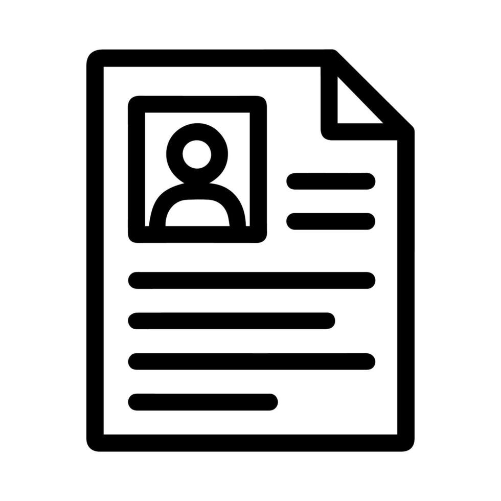 Resume icon, depicting professional profile document, job application document symbol vector