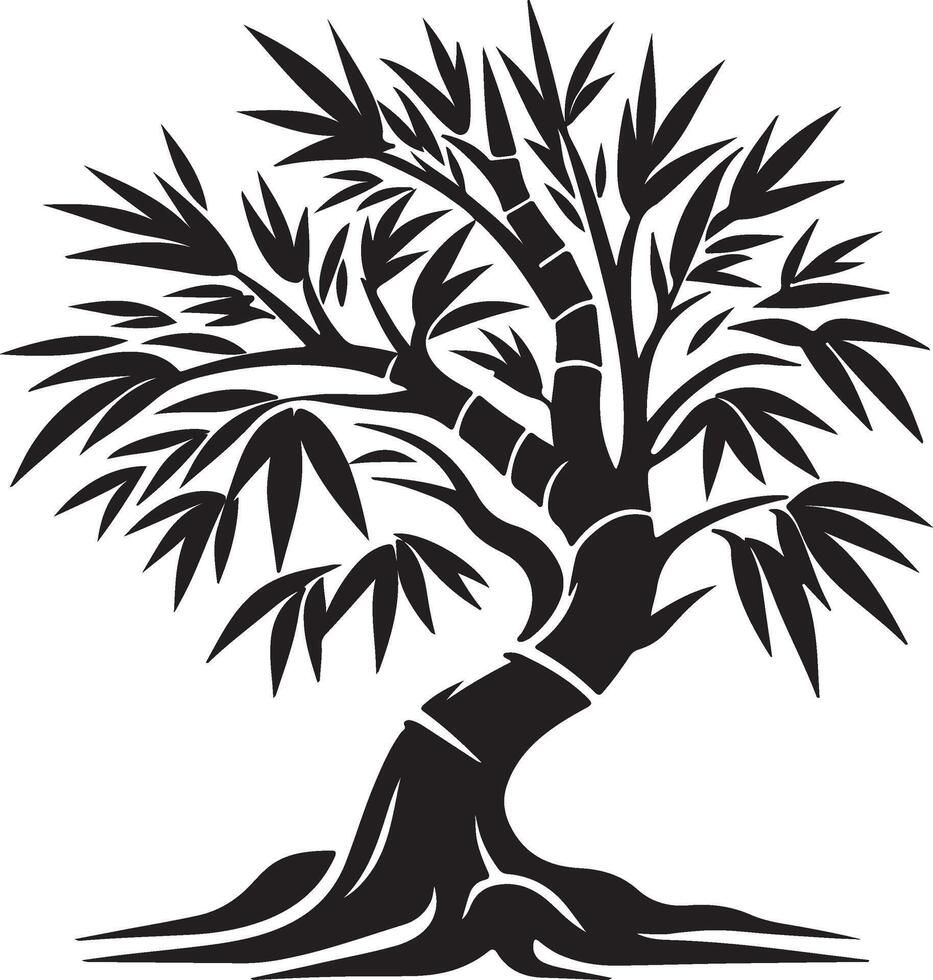 a stylized bamboo tree with leaves on a white background vector