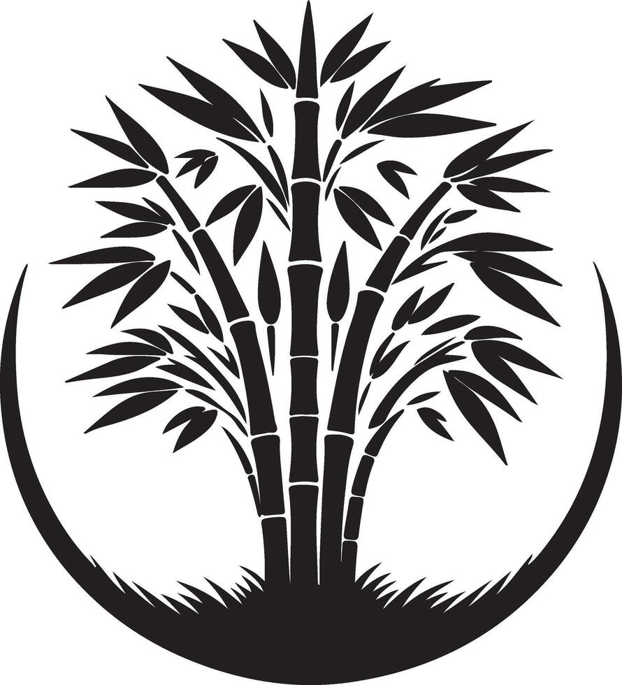 a bamboo tree with leaves and branches in a circle vector
