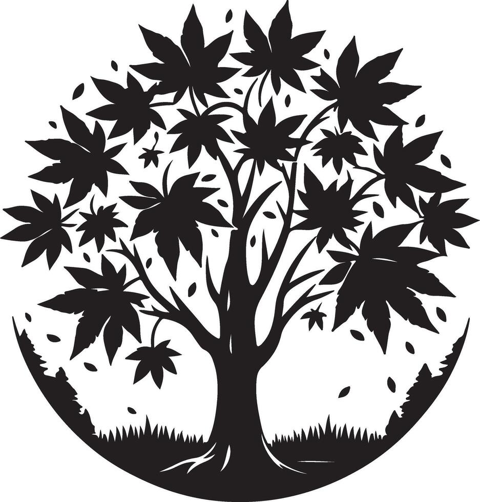 A unique black and white illustration of a tree with leaves vector