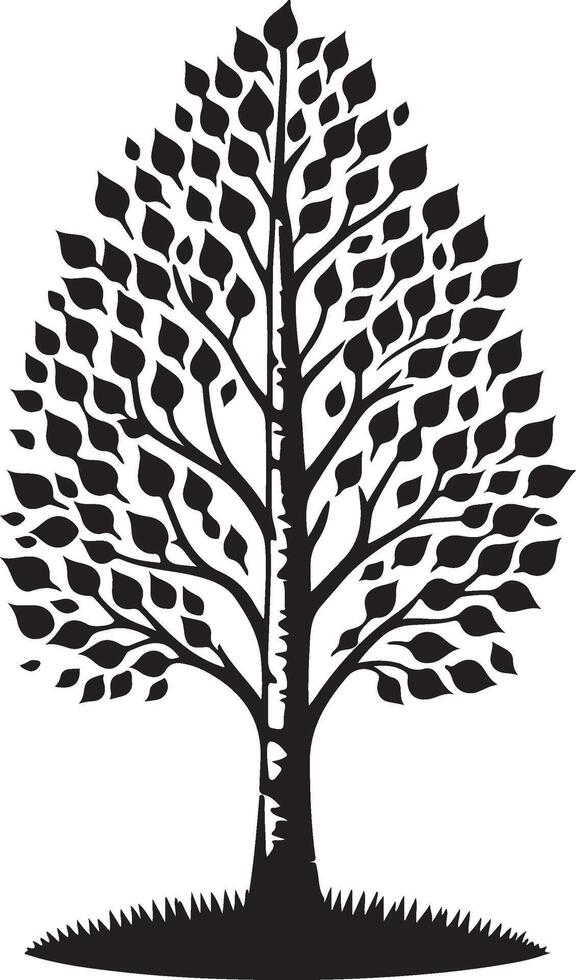 a black and white creaitve illustration of a tree with leaves vector