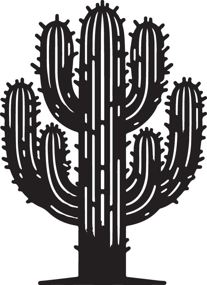 The black and white creative illustration of a cactus plant vector