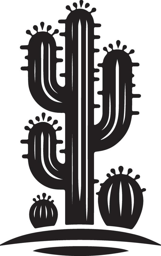 a black and white cactus icon on a white background vector
