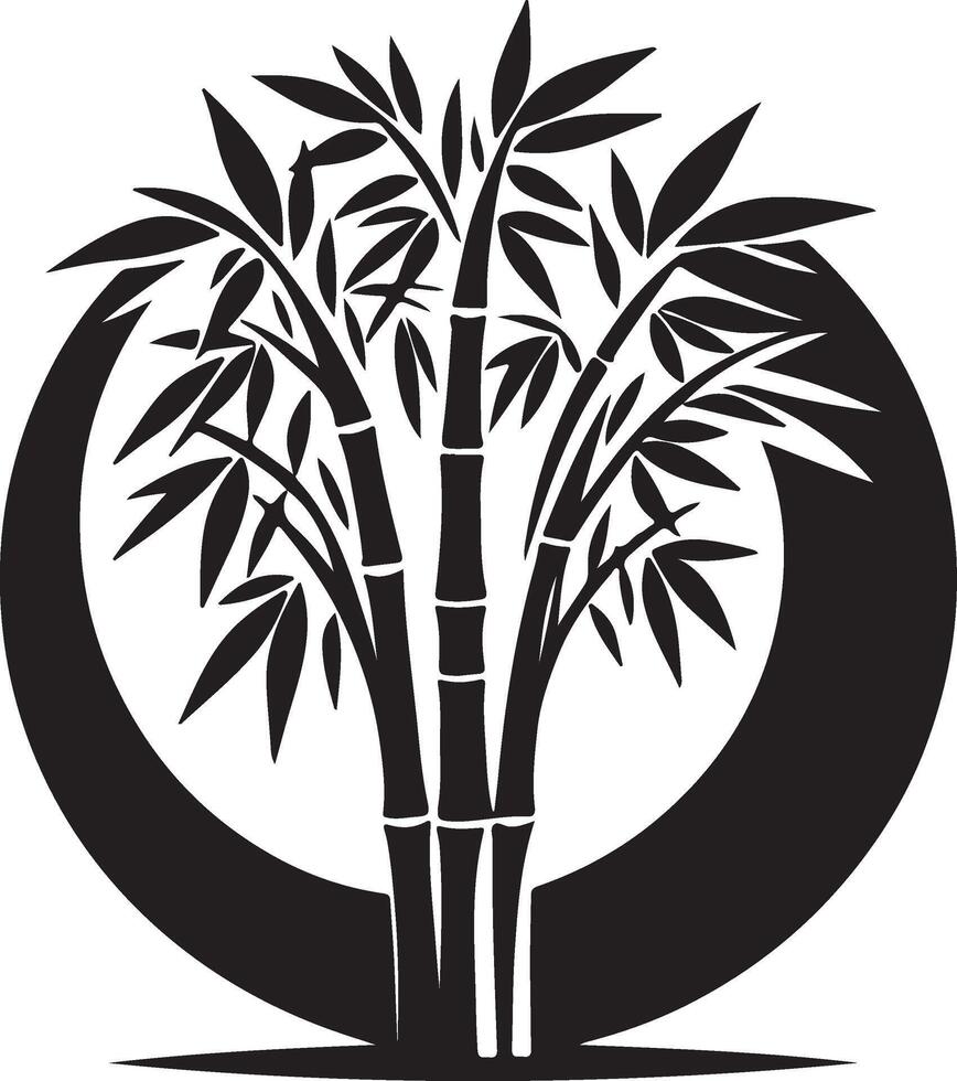 a bamboo tree in a circle with a moon in the background vector