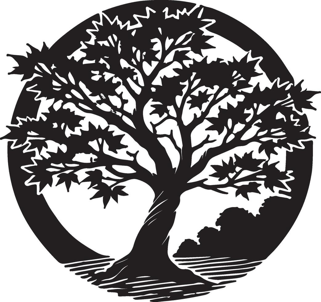 a black and white logo of a tree vector