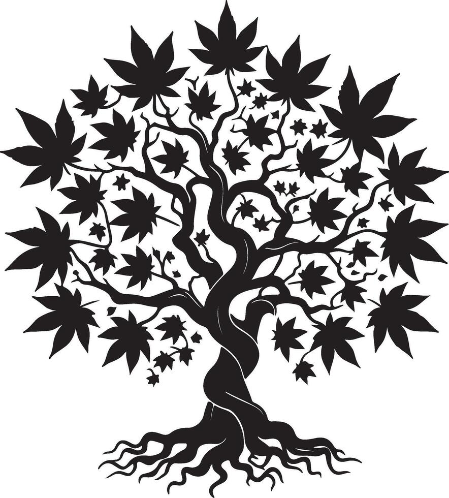 a black and white illustration of a marijuana tree vector