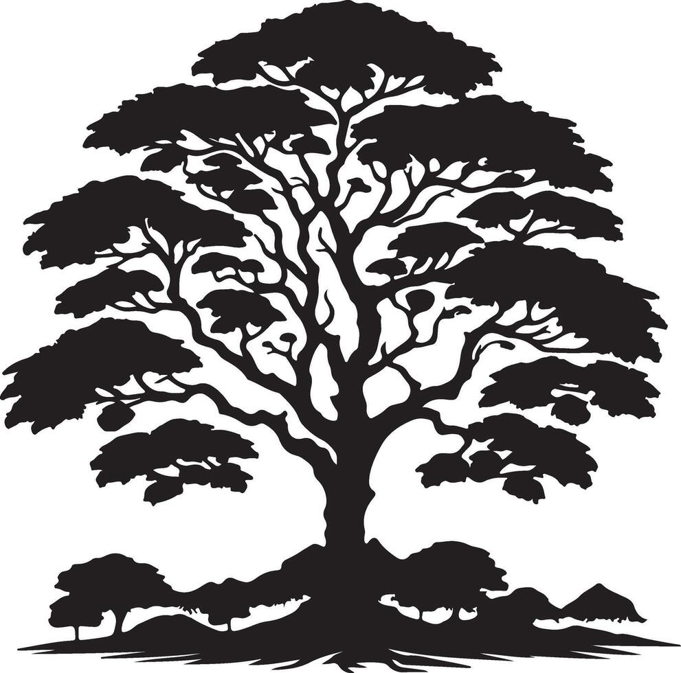 The unique black and white silhouette of a tree vector