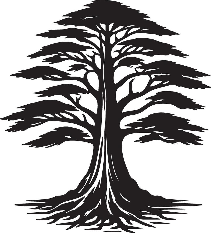 the silhouette of a tree with roots vector
