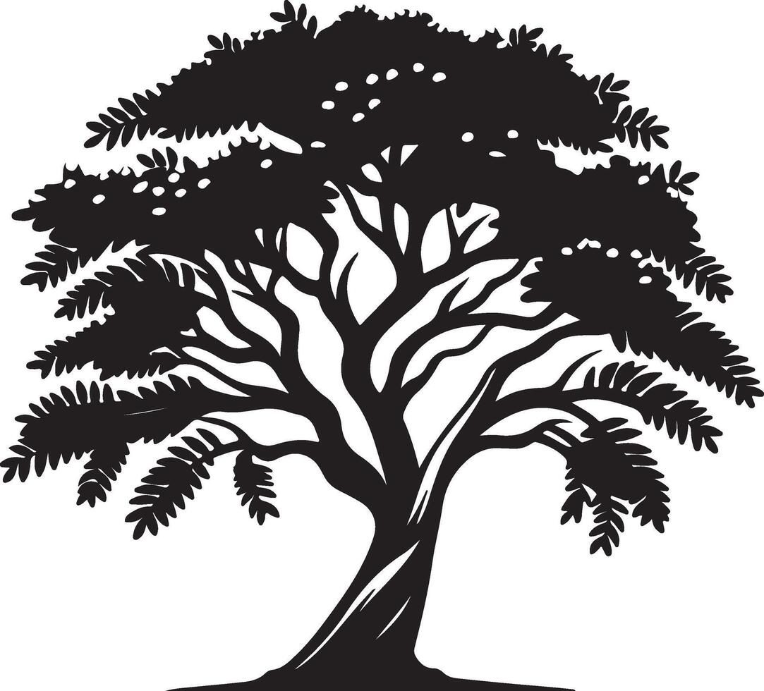The unique clean black and white silhouette of a tree vector