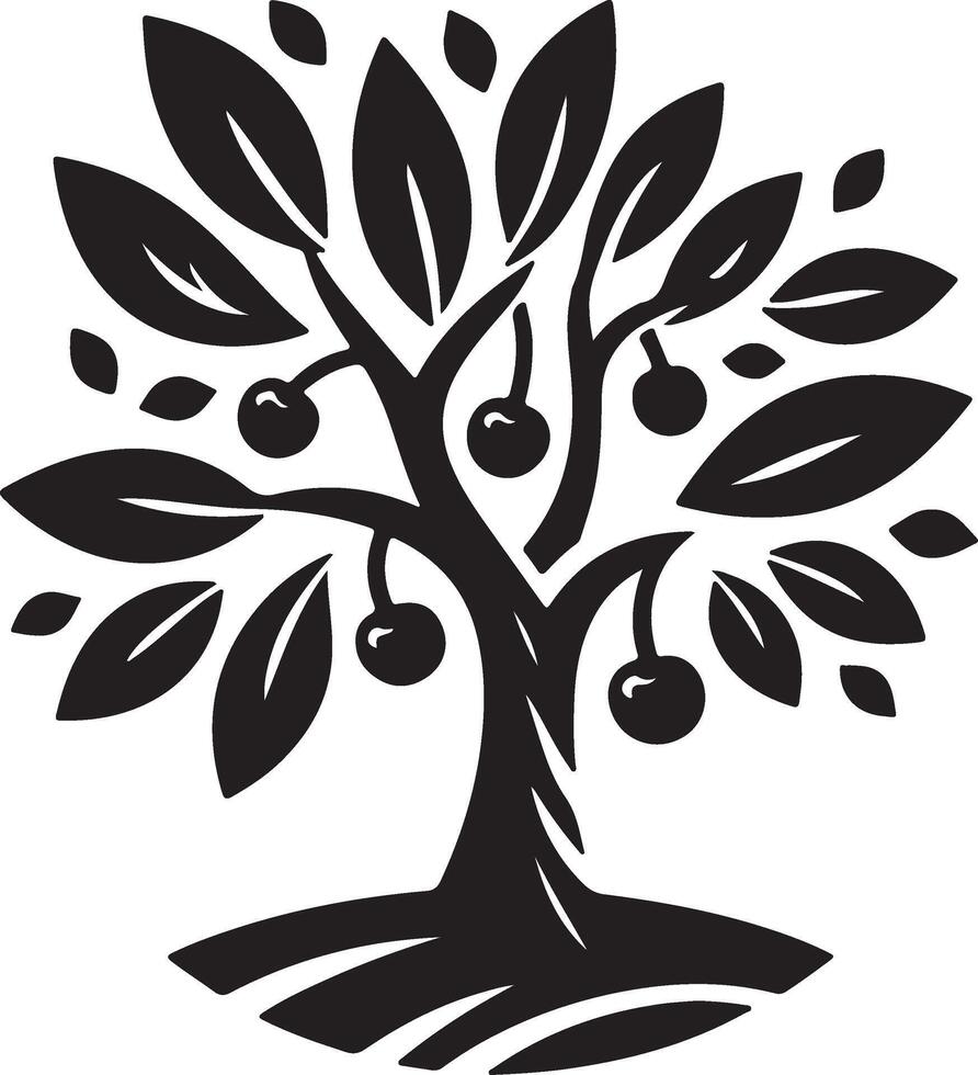 an illustration of a tree with fruit on it vector