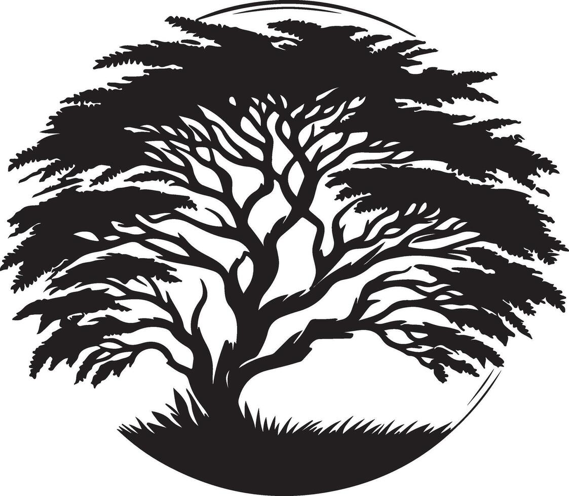The clean black and white silhouette of a tree vector