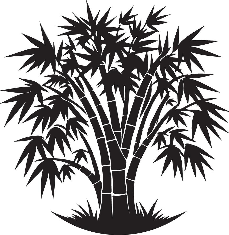 The bamboo tree silhouette on white background vector